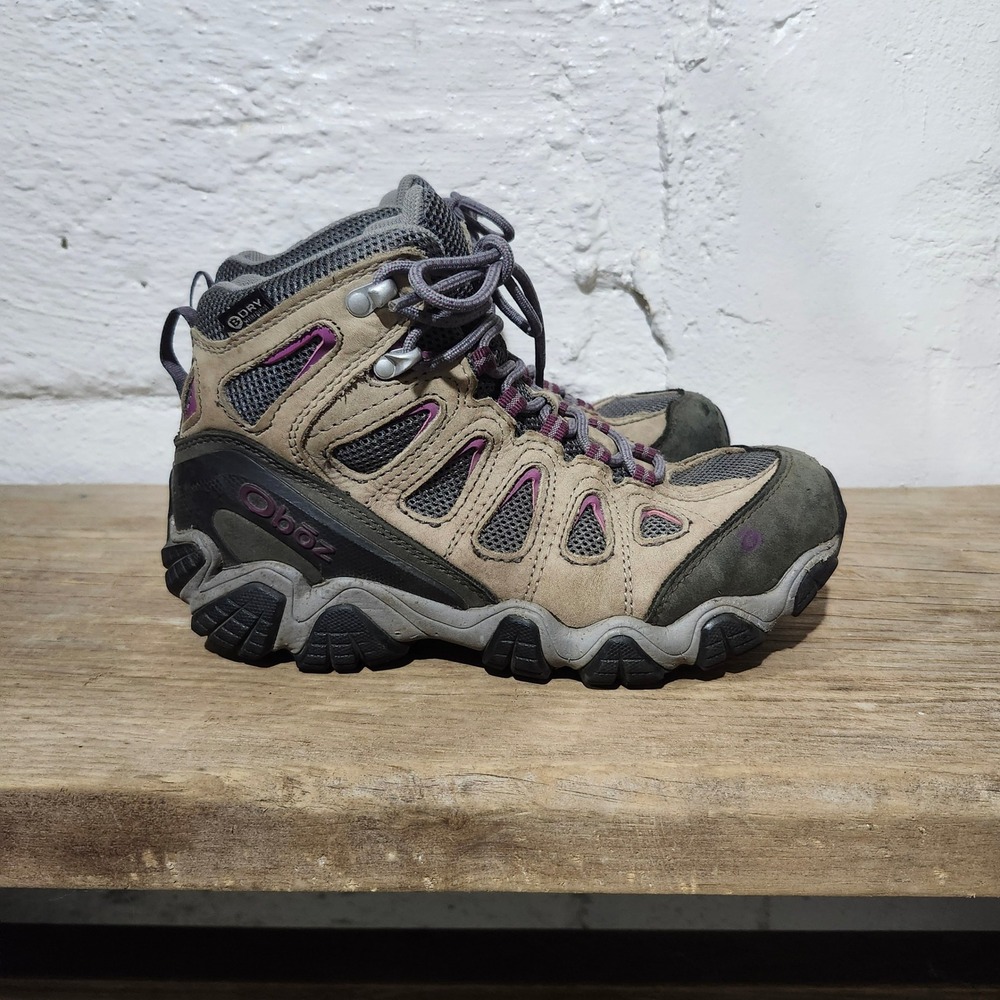 Oboz Sawtooth II Mid B-Dry Waterproof Hiking Boots Womens 8 Brindle Eden Purple